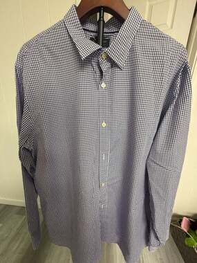 Banana Republic Non-Iron Tailored Slim Fit Gingham Shirt XXL 18-18 1/2 36